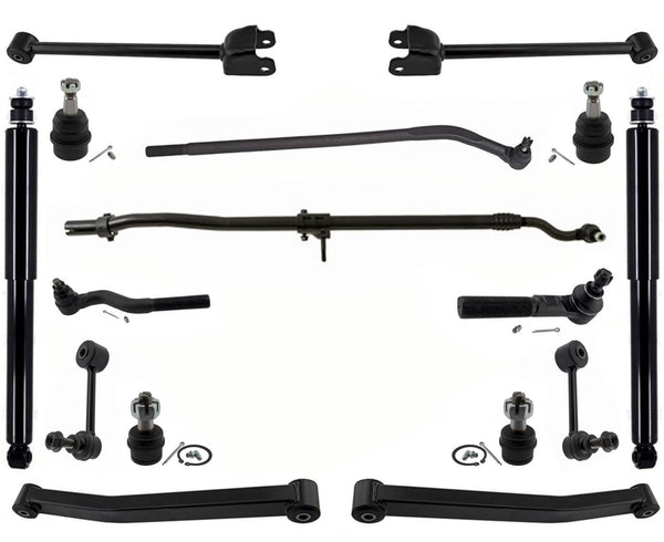 Front Upper & Lower Arms Tie Rods Links Ball Joints Shocks For 07-17 Wrangler