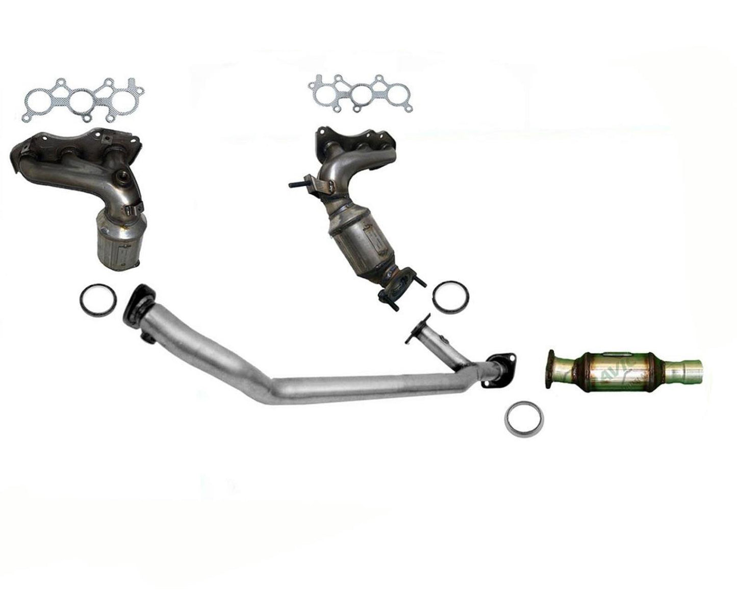 Catalytic Converters Front Rear Under & Y Pipe For 2007-2010 Toyota Sienna