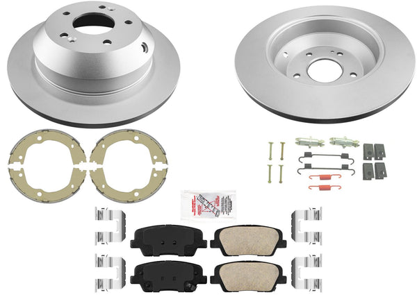 Rear AmeriBRAKES GEO Coated Disc Brake Rotors & Pads For Kia Sorento 2011-2013