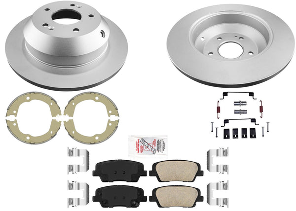 Rear AmeriBRAKES GEO Coated Disc Brake Rotors & Pads For Hyundai Santa Fe 10-16