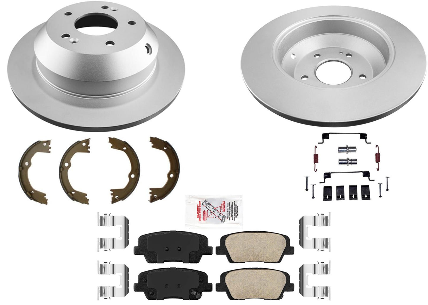 Rotores y pastillas de freno de disco trasero AmeriBRAKES GEO para Santa Fe Sport 13-16
