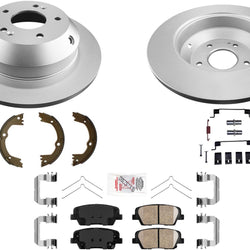 Rear AmeriBRAKES GEO Coated Brake Rotors & Pads For Hyundai Santa Fe 2017-2020