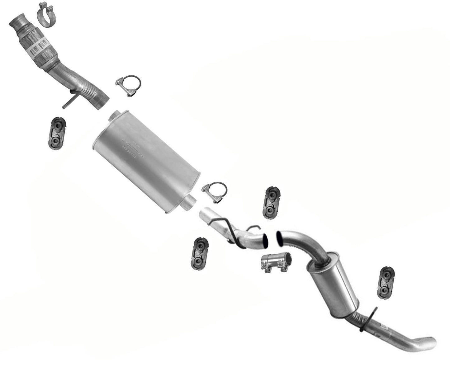 Exhaust System Muffler Tail Pipe For Silverado 4.3 5.3 2014-18 W 119" Wheelbase