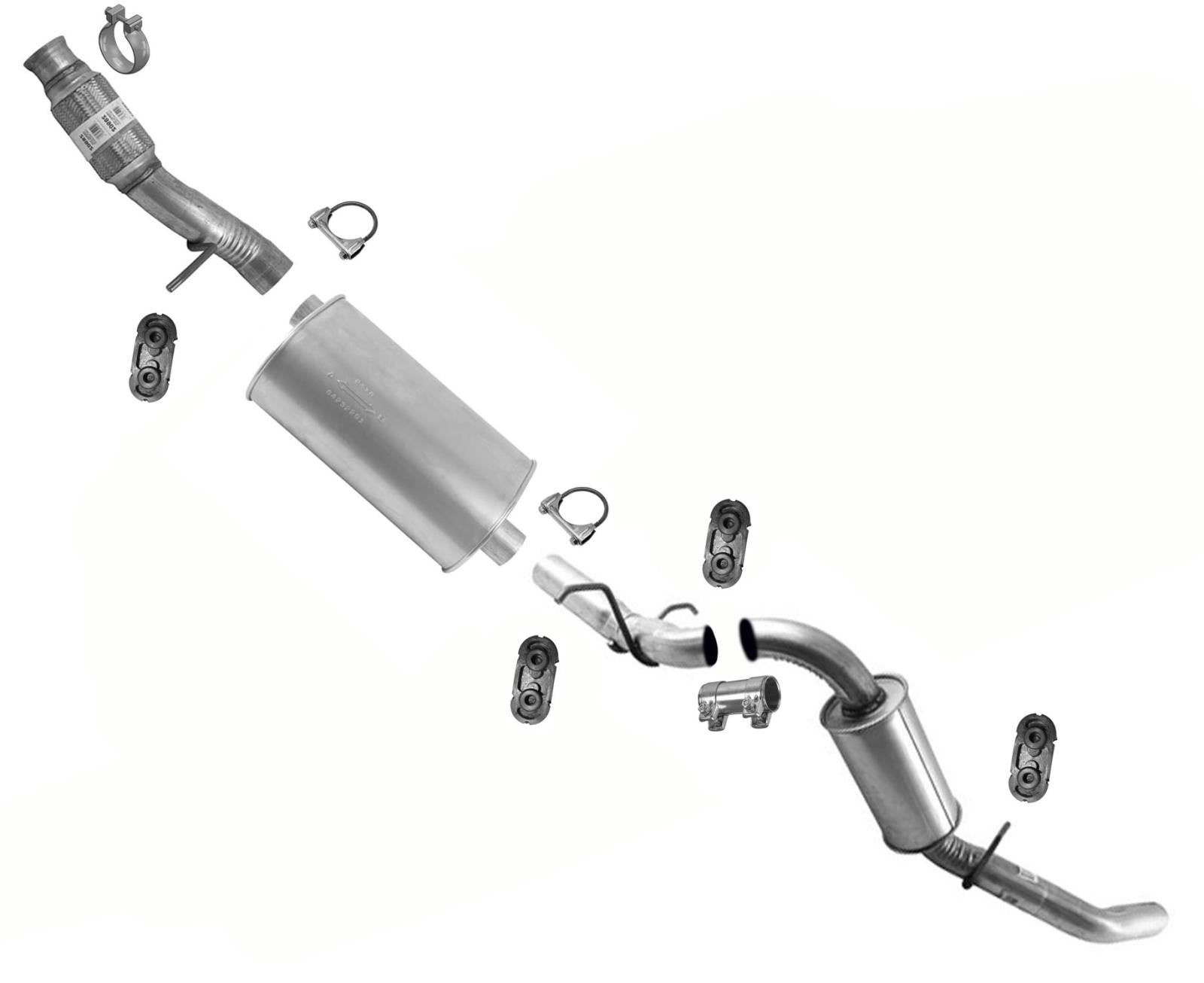 Exhaust System Muffler Tail Pipe For Silverado 4.3 5.3 2014-18 W 119" Wheelbase