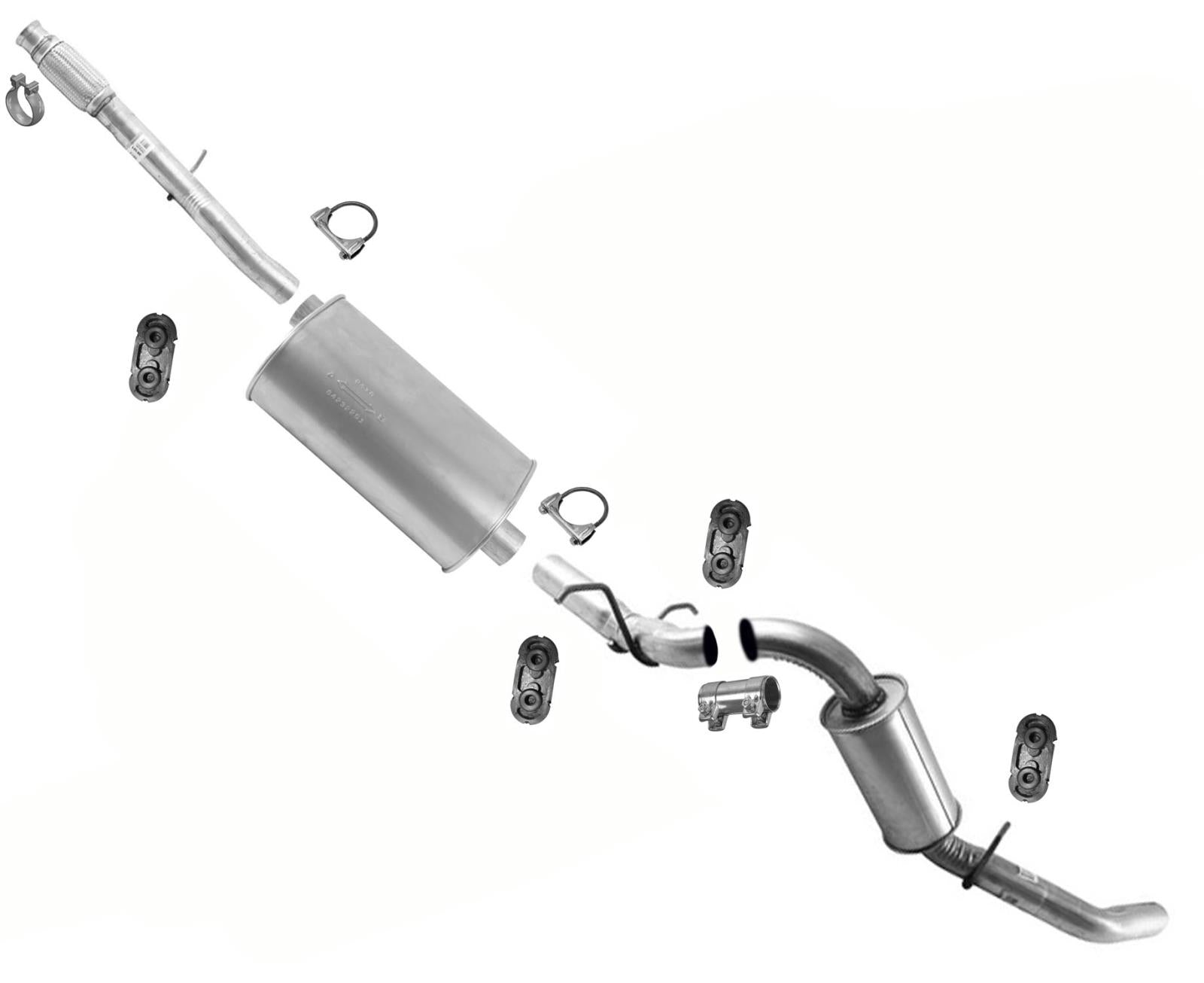 Exhaust System Muffler Tail Pipe For Silverado 4.3 5.3 2014-18 W 133" Wheelbase