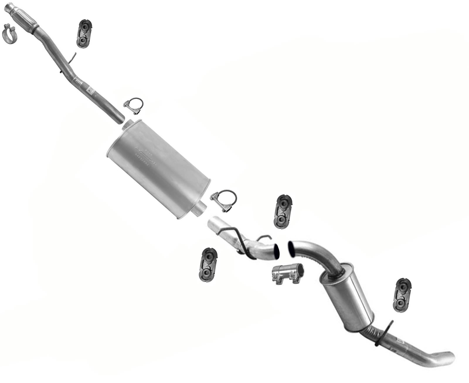 Exhaust System Muffler Tail Pipe For Silverado 4.3 5.3 2014-18 W 143" Wheelbase