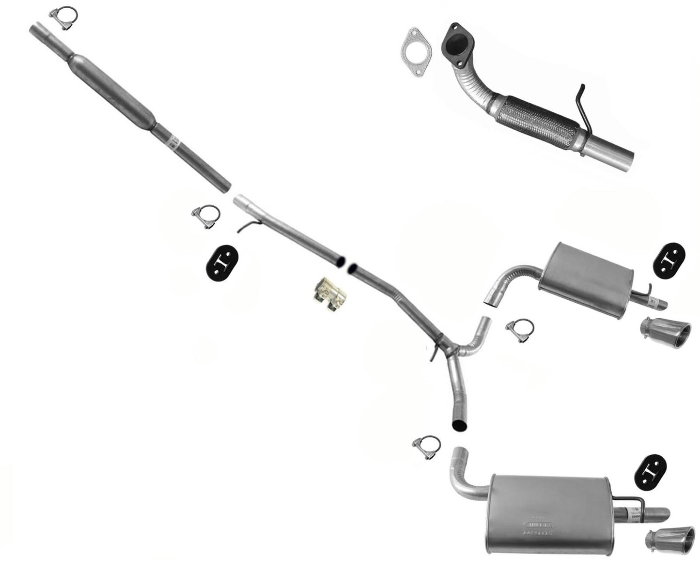 Sistema de tubo silenciador de escape doble estilo OE para Ford Explorer 2.0L Turbo 12-2015