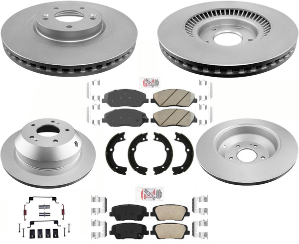 AmeriBRAKES GEO Coated Disc Brake Rotors & Pads Kit For Hyundai Santa Fe 13-16