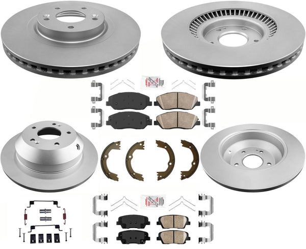 AmeriBRAKES GEO Coated Disc Brake Rotors Pads Kit For Hyundai Santa Fe XL 17-19