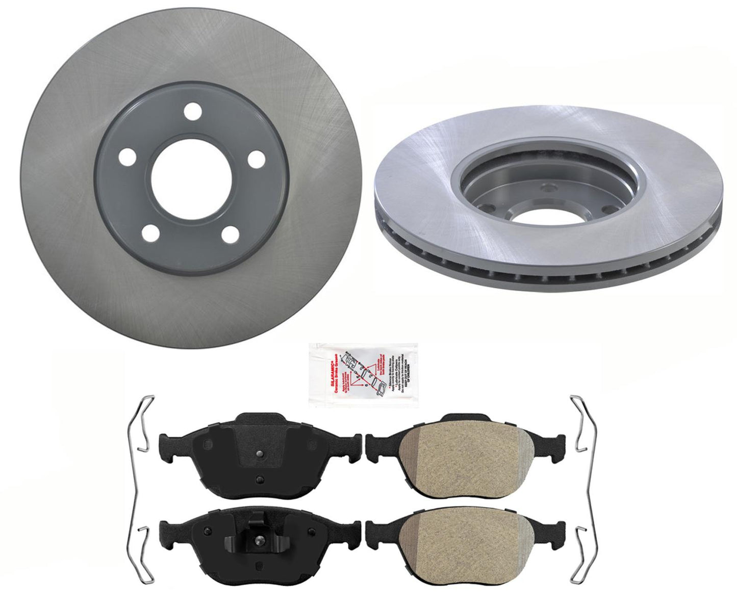 Rotores delanteros recubiertos GEO y pastillas de freno metálicas para flotas para Ford Transit 10-13