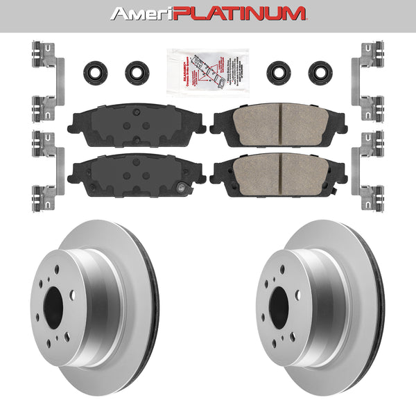 Rear Ceramic Brake Pads & Coated Rotors FOR 13-20 SILVERADO SUBURBAN YUKON TAHOE