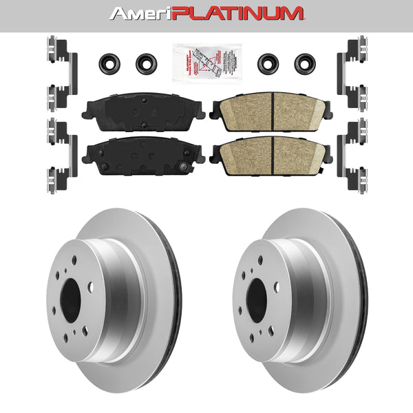 Rear Ceramic Brake Pads & Coated Rotors FOR 2007-2014 GMC SIERRA YUKON - XL