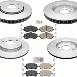 Front & Rear Brake 302MM Coated Rotors & Ceramic Pads For Town & Country 08-11
