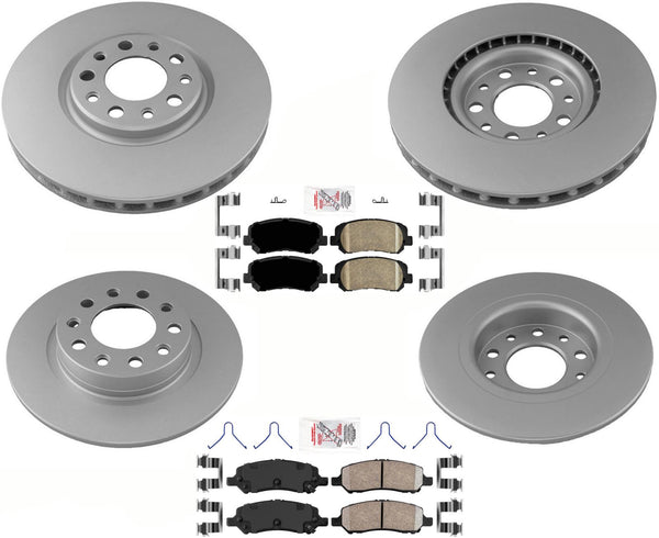 For Dodge Dart 2013-2016 Coated Front & Rear Disc Brake Rotors & Ceramic Pads