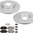 For Dodge Dart 2013-2016 Rear Coated Disc Brake Rotors Ceramic Pads, Hardware