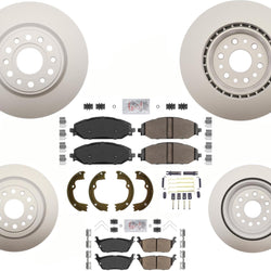 Front & Rear Coated Disc Brake Rotors Pads Hardware For Ram 1500 2019-2021