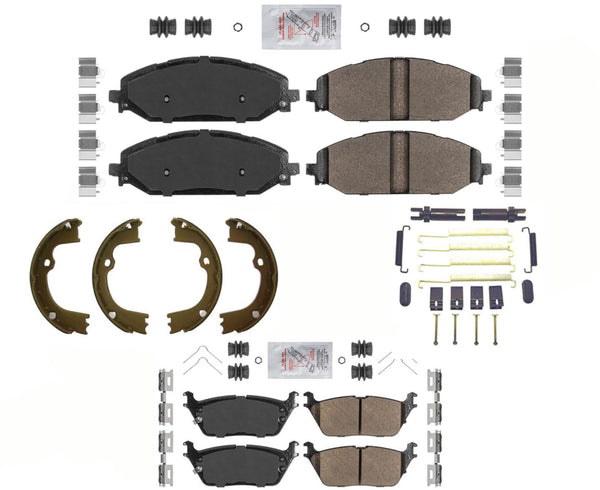 Front & Rear Fleet Duty Brake Pads Hardwar Parking Shoes For Ram 1500 19-2021