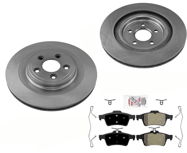 Rear Disc Brake Rotors with Rear Semi Metallic Brake Pads for 07-15 Jaguar XK