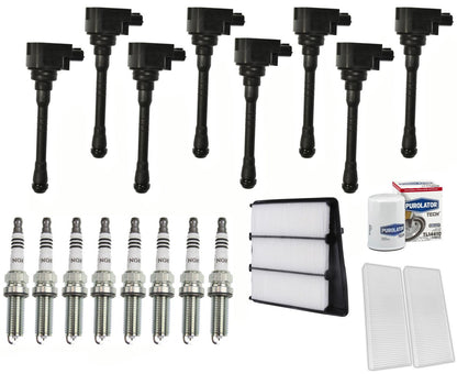 Ignition Coils Iridium Spark Plugs & Filters For Nissan NV2500 5.6L 2016-2021
