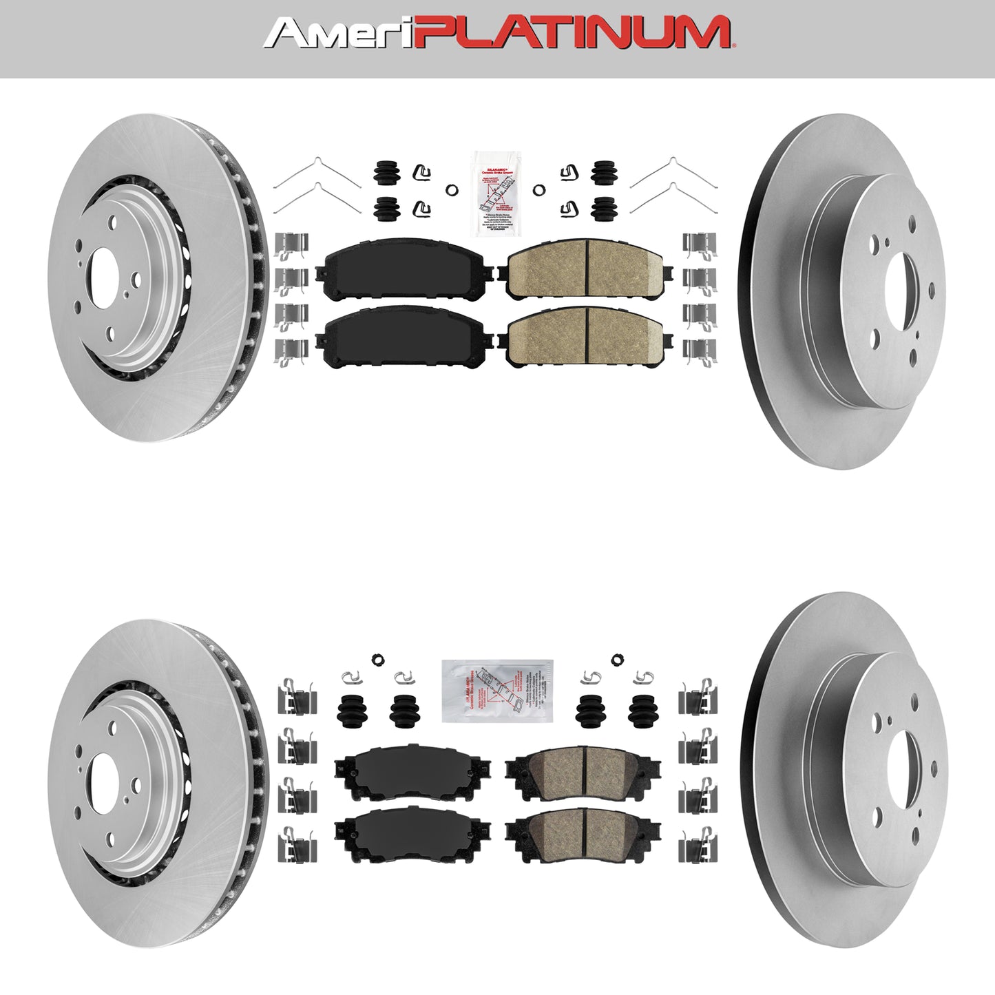 Front + Rear Brake Pads & Coated Rotors FOR 2015-2021 LEXUS NX200T NX300 NX300H