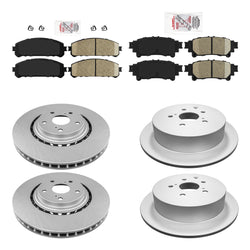Ceramic Front & Rear Pads & Coated Rotors FOR 11-20 SIENNA HIGHLANDER RX350 450H