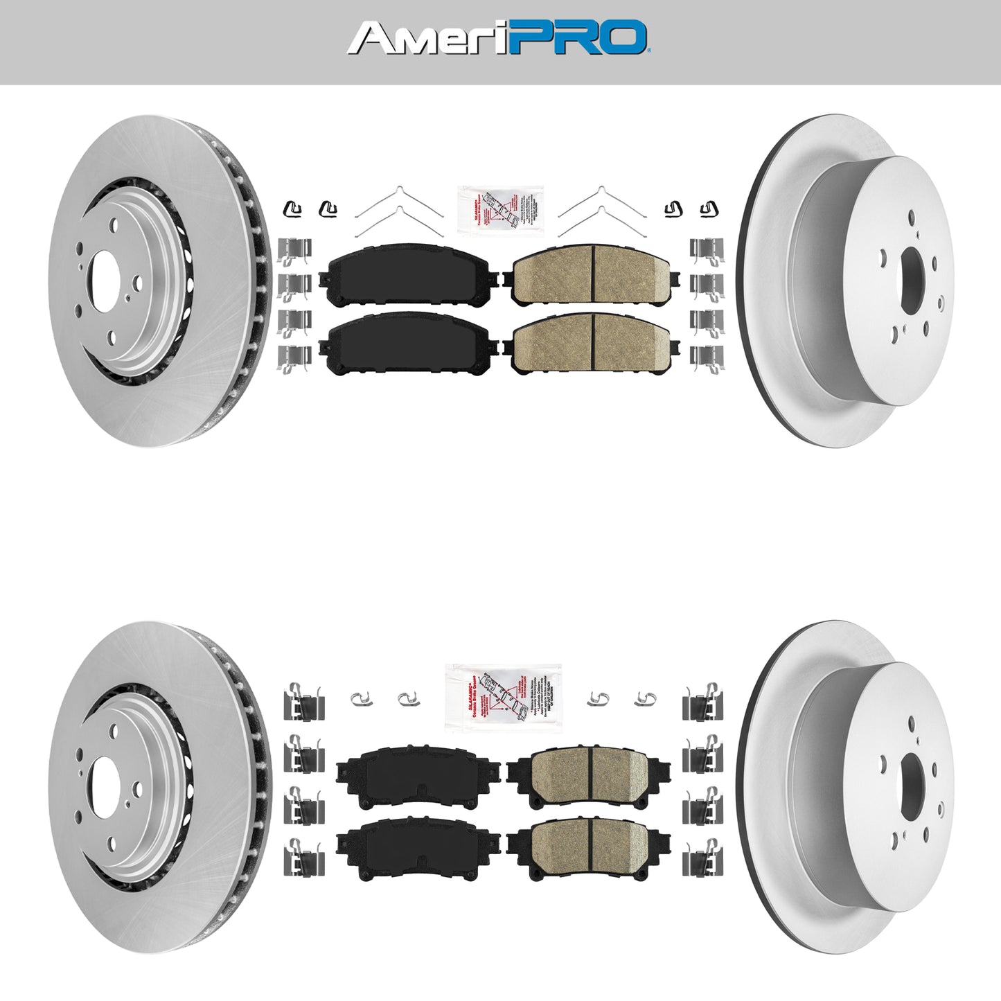 Front & Rear Brake Pad & Coated Rotors FOR  11-20 SIENNA HIGHLANDER RX350 & 450H