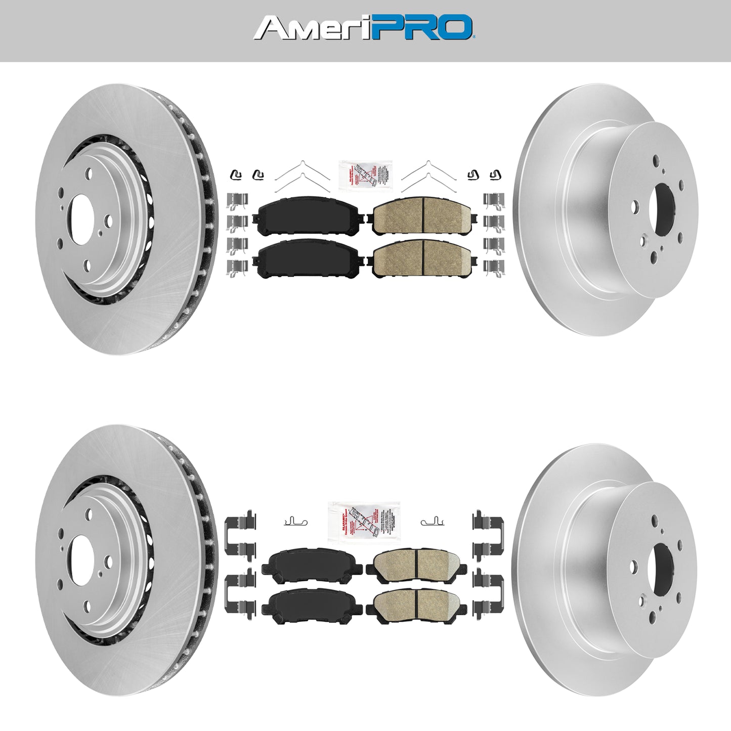 Front & Rear Ceramic Brake Pads & Coated Rotors For 2008-2013 Toyota Highlander