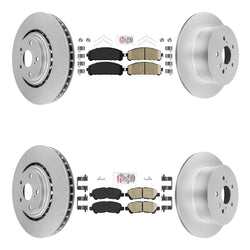 Front & Rear Ceramic Brake Pads & Coated Rotors FOR 2008-2013 TOYOTA HIGHLANDER