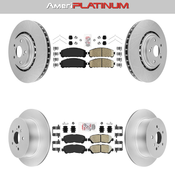 Front + Rear Brake Pads & Coated Rotors FOR 2008-2013 TOYOTA HIGHLANDER
