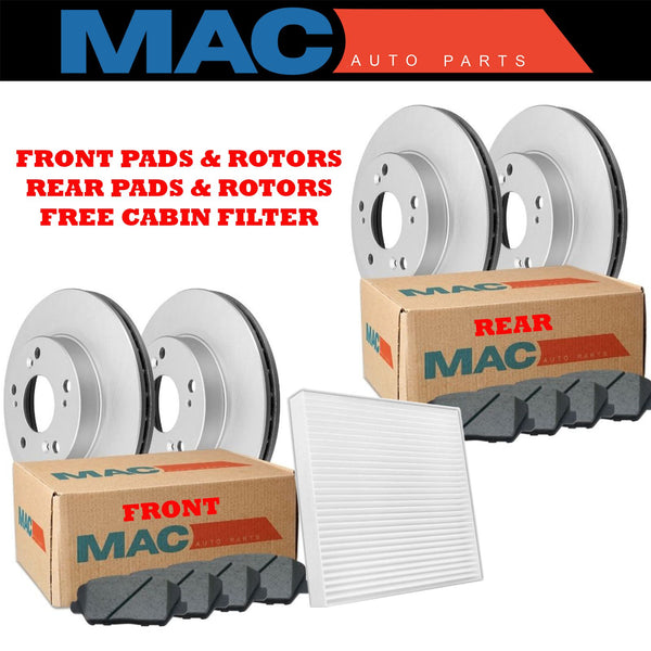 Ceramic Front & Rear Pads & Coated Rotors FOR 11-20 SIENNA HIGHLANDER RX350 450H