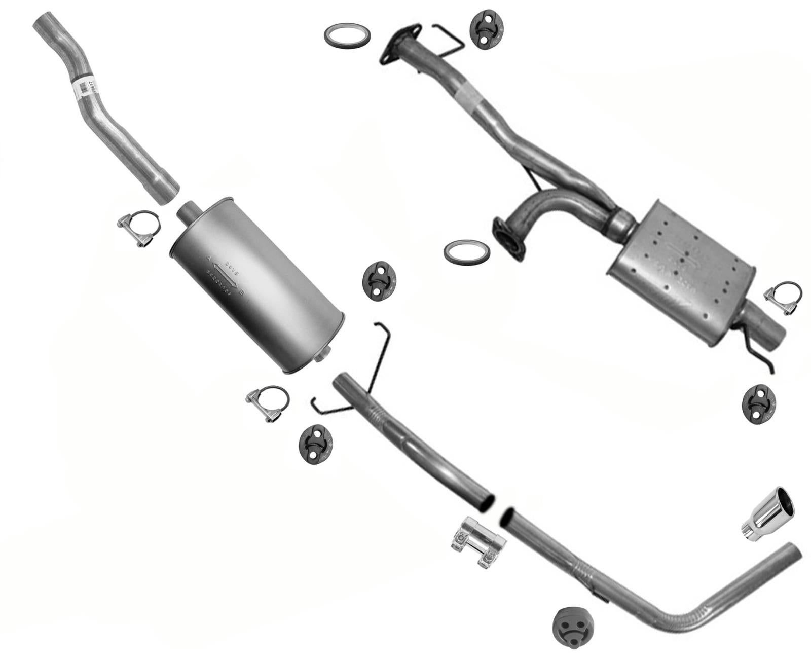 Con silenciadores del sistema de tubo de escape de emisiones federales para Toyota Tundra 4.7L 00-02