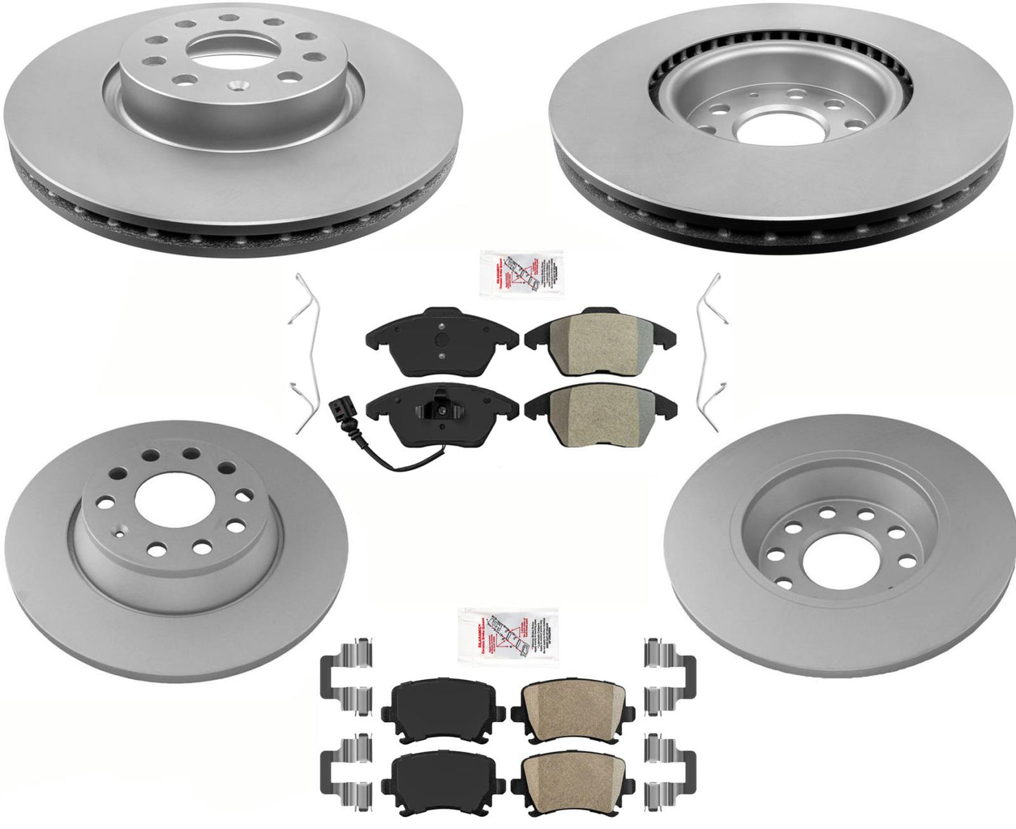 Rotores de freno de disco recubiertos, pastillas de platino, hardware para Volks Jetta 2.0 Gas 05-10