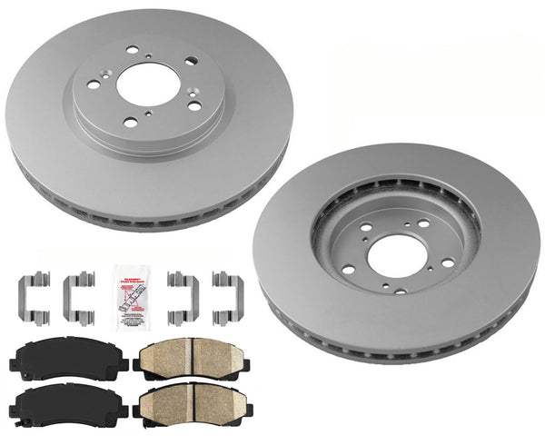 Front Coated Disc Brake Rotors Ceramic Pads, Hardware for Honda Ridgeline 06-11