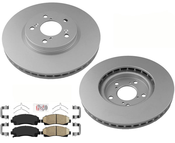 Front Coated Disc Brake Rotors Ceramic Pads, Hardware for Honda Ridgeline 12-14