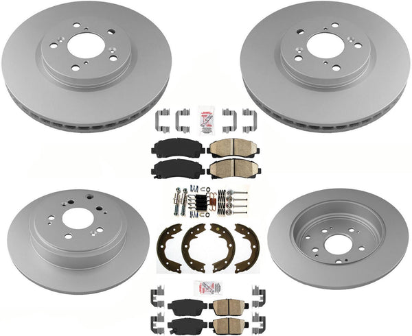 F&R Coated Disc Brake Rotors Ceramic Pads, Hardware Parking for Ridgeline 06-11
