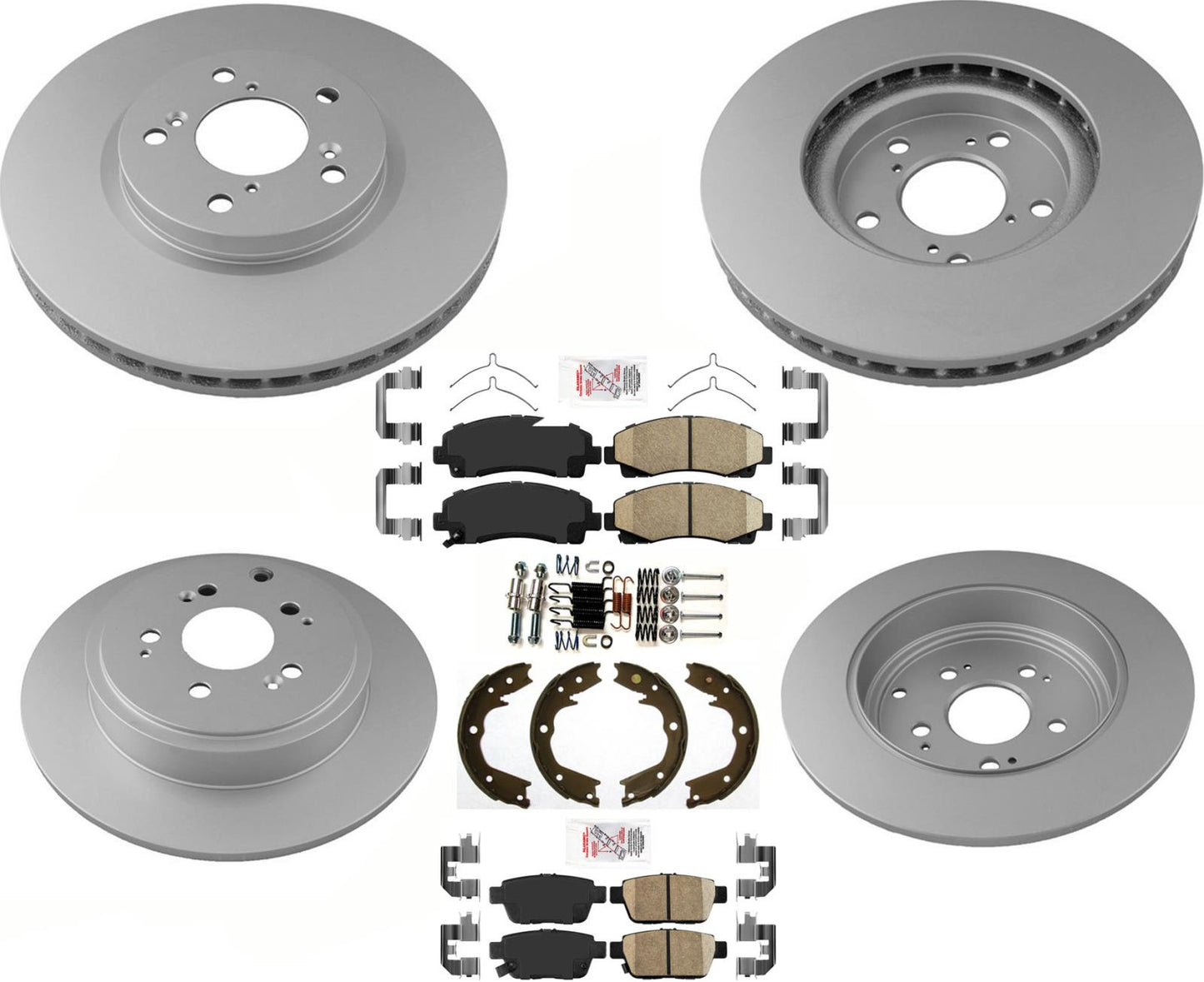F&R Coated Disc Brake Rotors Ceramic Pads Hardware Parking for Ridgeline 12-14