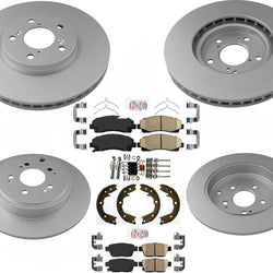 F&R Coated Disc Brake Rotors Ceramic Pads Hardware Parking for Ridgeline 12-14