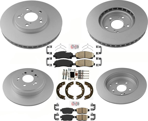 F&R Coated Disc Brake Rotors Ceramic Pads Hardware Parking for Ridgeline 12-14