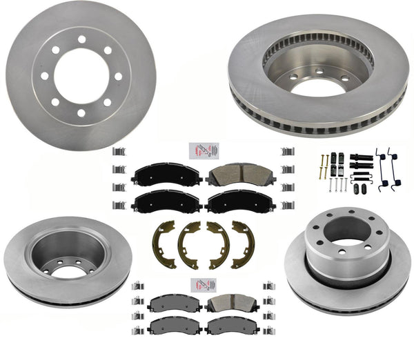 Front & Rear Disc Brake Rotors & Brake Pads For Ram 3500 19-21 Dual Rear Wheel
