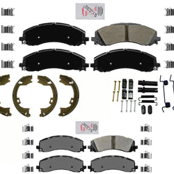 Front & Rear AmeriPRO Semi Metallic Pads for Ram 3500 Dual Rear Wheel 2019-2021