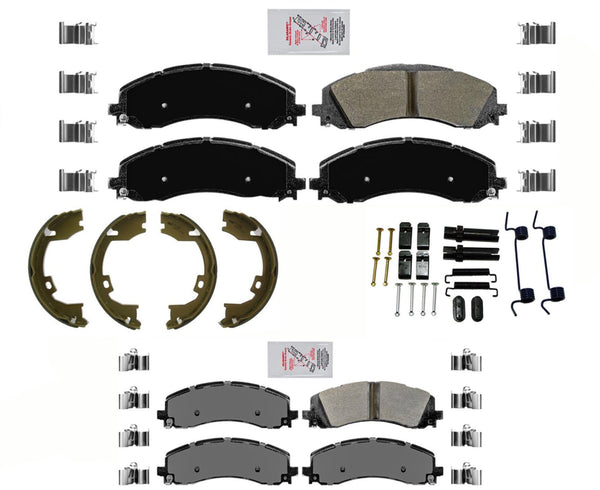 Front & Rear AmeriPRO Semi Metallic Pads for Ram 3500 Dual Rear Wheel 2019-2021
