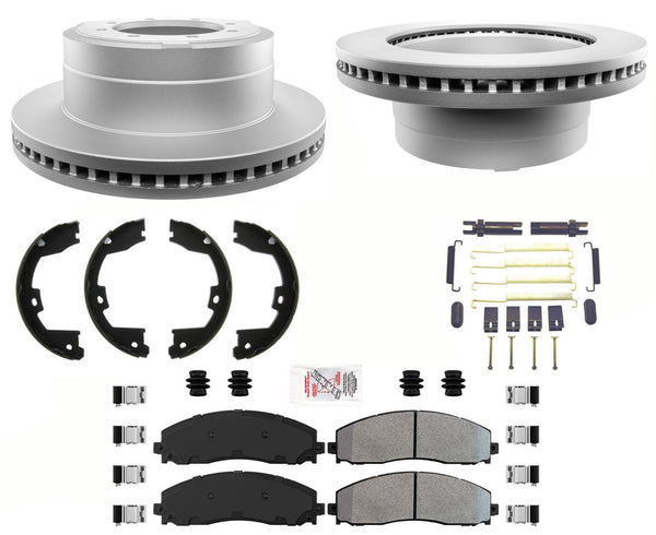 Pastillas de freno revestidas de flota de rotores de freno trasero para Ford F350 Super Duty 2014-22 DRW
