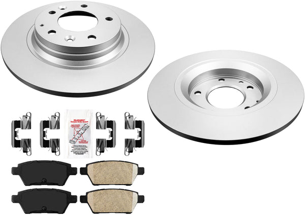 REAR GEO Coated Disc Brake Rotors & Pads Set For Ford Fusion 2006-2012