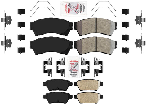 Front & Rear AmeriPro Premium Pads Hardware Set For Ford Fusion 2006-2012