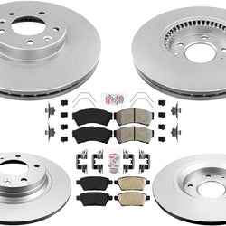 Front & Rear GEO Coated Disc Brake Rotors & Pads Set For Ford Fusion 2006-2012
