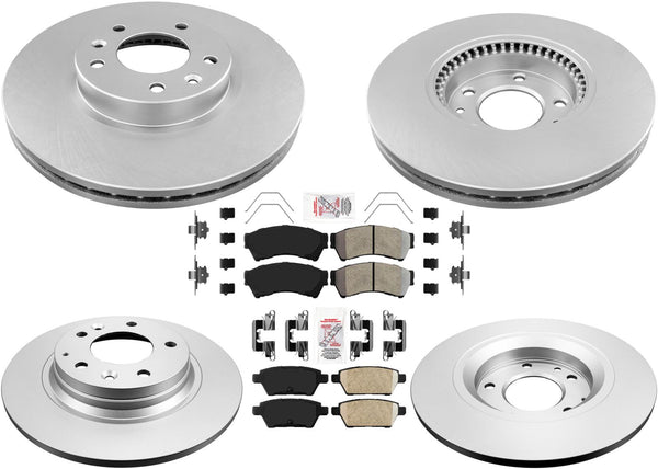 Front & Rear GEO Coated Disc Brake Rotors & Pads Set For Ford Fusion 2006-2012
