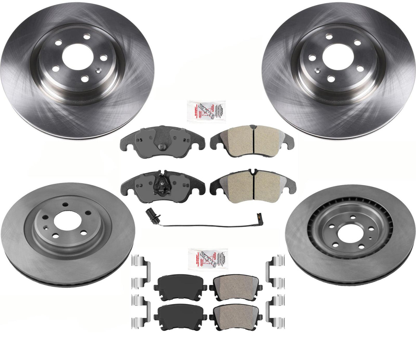 Hardware de pastillas de freno de rotores de freno trasero delantero premium para Audi Q5 Hybrid 13-16