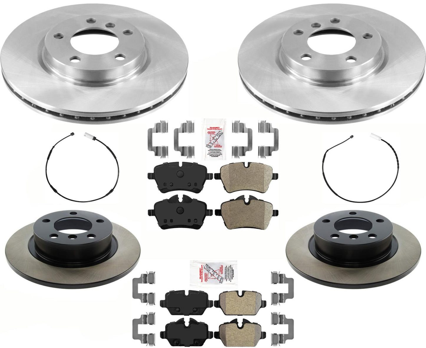 Front & Rear Brake Disc Rotors & Pads Sensors For Mini Countryman S 2011-2016