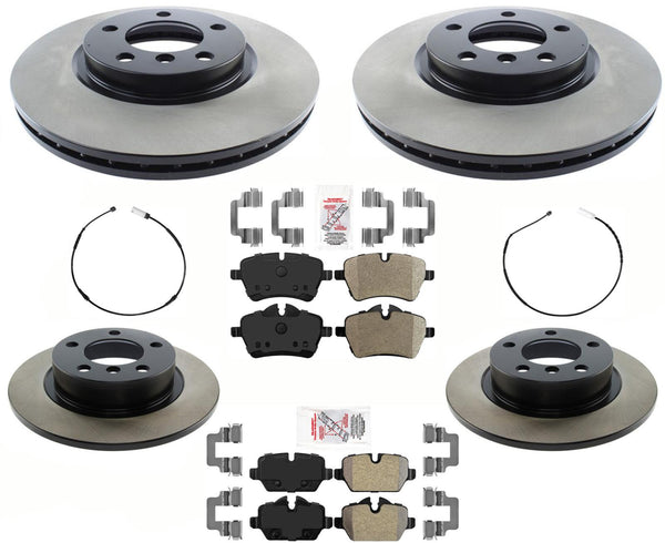 Front & Rear Brake Disc Rotors & Pads Sensors For Mini Cooper Paceman 13-2016
