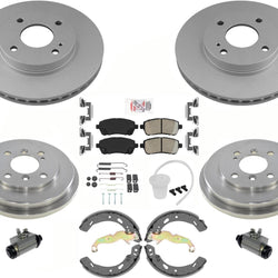 Front Brake Rotors Ceramic Pads & Rear Drums Shoes For Ford Fiesta SE 2011-2019
